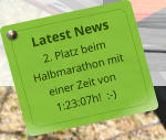 Latest News 2. Platz beim Halbmarathon mit einer Zeit von 1:23:07h!  :-)